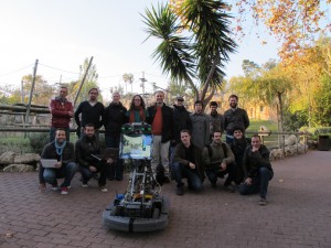 Interlocking paving bricks - largely obscured by the whole FROG team in November 2013.