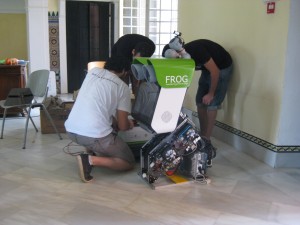 the floor of the 'lab' is covered in close-laid marble