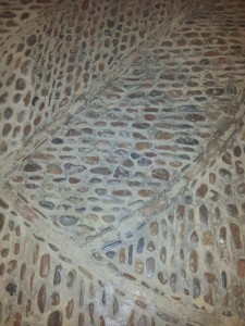 cobblestone pattern laid in concrete